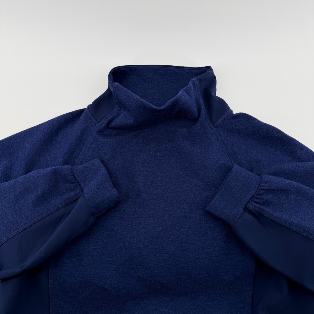 Travis Mathew Mixed Media Funnel Neck Pullover Navy Blue Active Top XS 1LF066